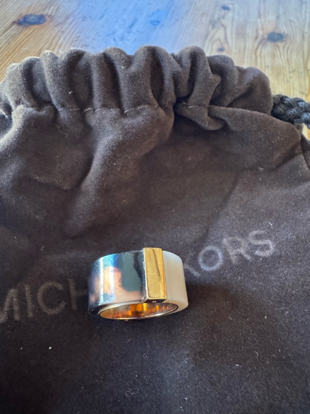 Michael Kors Women’s Two-Tone Wide Band Ring in Brown and Light Pink